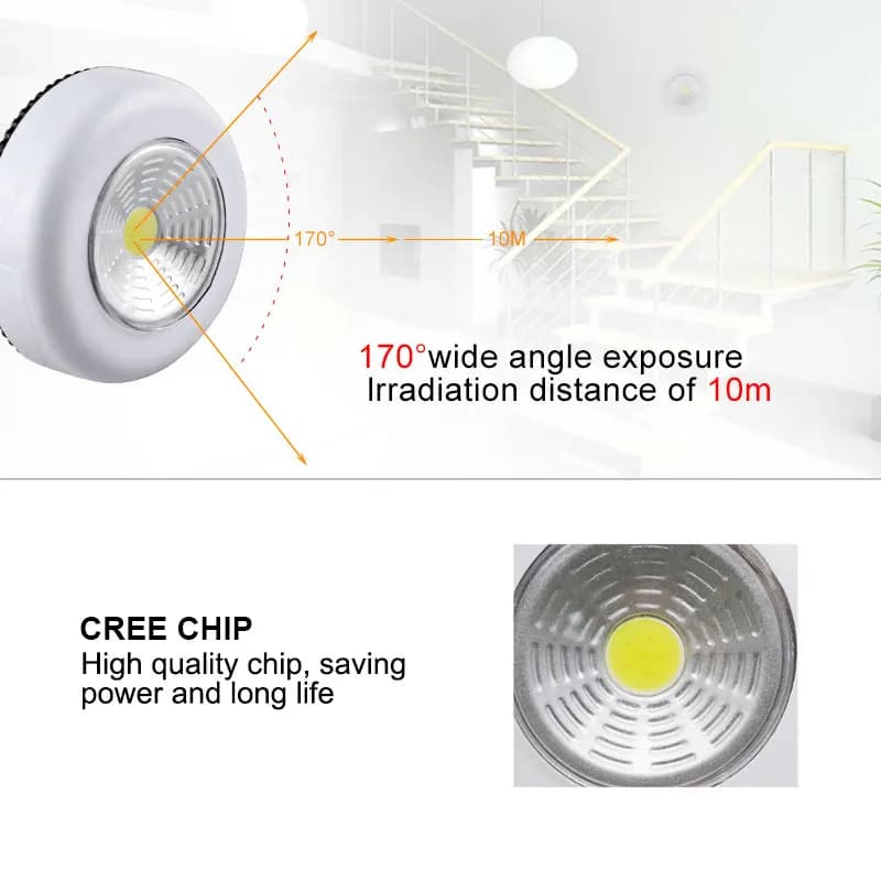 Veilleuse ronde à LED COB, sans fil, tactile, lumières d'armoire, batterie 62, lampe de garde-robe p