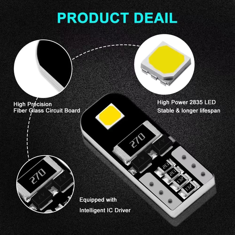 2/10 pièces W5W T10 LED Canbus sans erreur ampoule voiture intérieur lumière 194 LED lampe de signal
