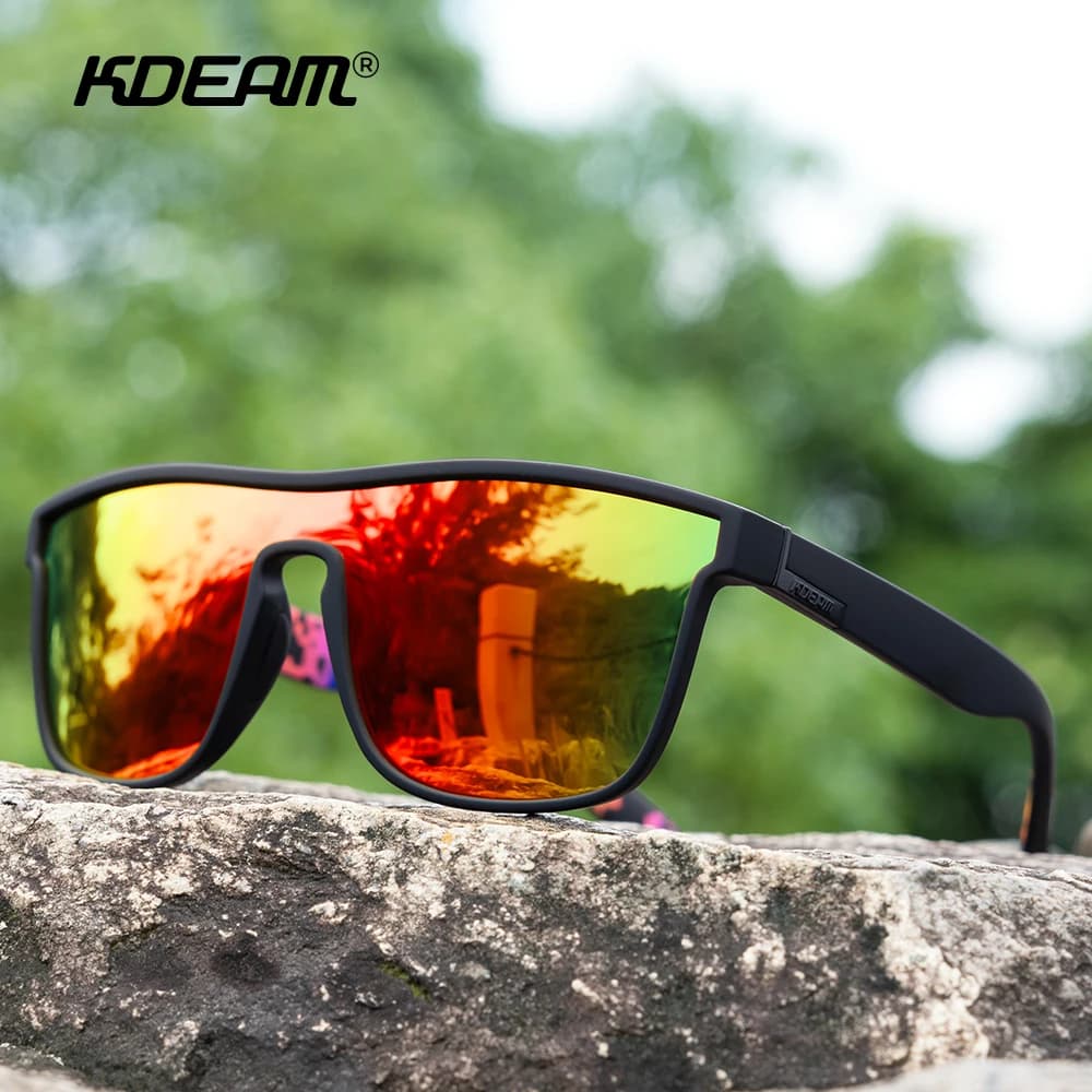 Lunettes de soleil polarisées pour homme KDEAM XL, surdimensionnées, monobloc, finition brossée, lar