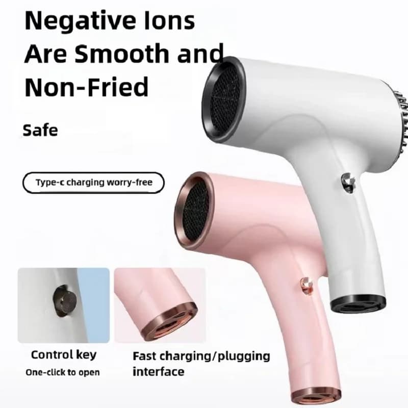 Mini sèche-cheveux professionnel portable sans fil, sèche-cheveux à ions négatifs haute puissance, p