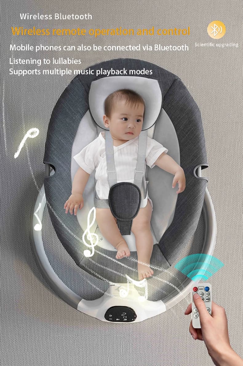 Berceau électrique pour bébé Musique Bluetooth Chaise berçante pour bébé Moustiquaire Télécommande B