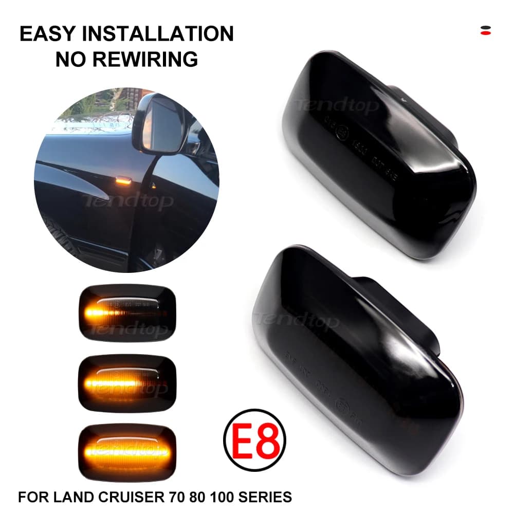 Feux de position latéraux dynamiques à LED, clignotant pour Toyota Landcruiser, Land Cruiser, 70, 80