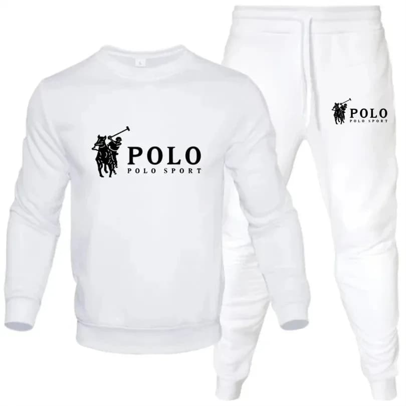 Ensemble de survêtement sportif pour homme en 2 pièces - Sweat-shirt à col rond noir et pantalon de 
