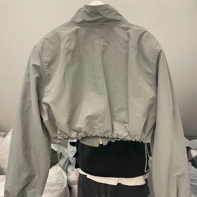Vestes basiques à manches longues pour femmes, OupillBaggy, Plissé, Court, Zippé, Décontracté, Collè