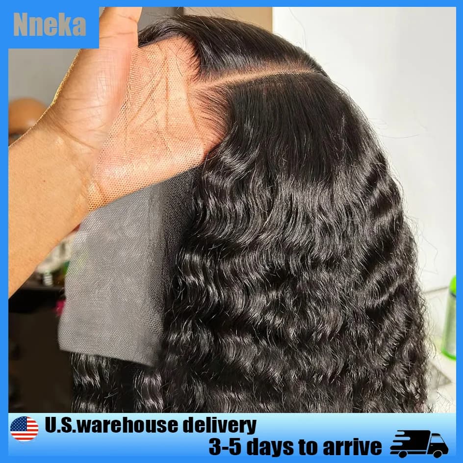 Perruque Deep Wave Lace Front Wig Remy Naturelle, Cheveux Bouclés, 13x6, 13x4, 30 Pouces, HD, pour F