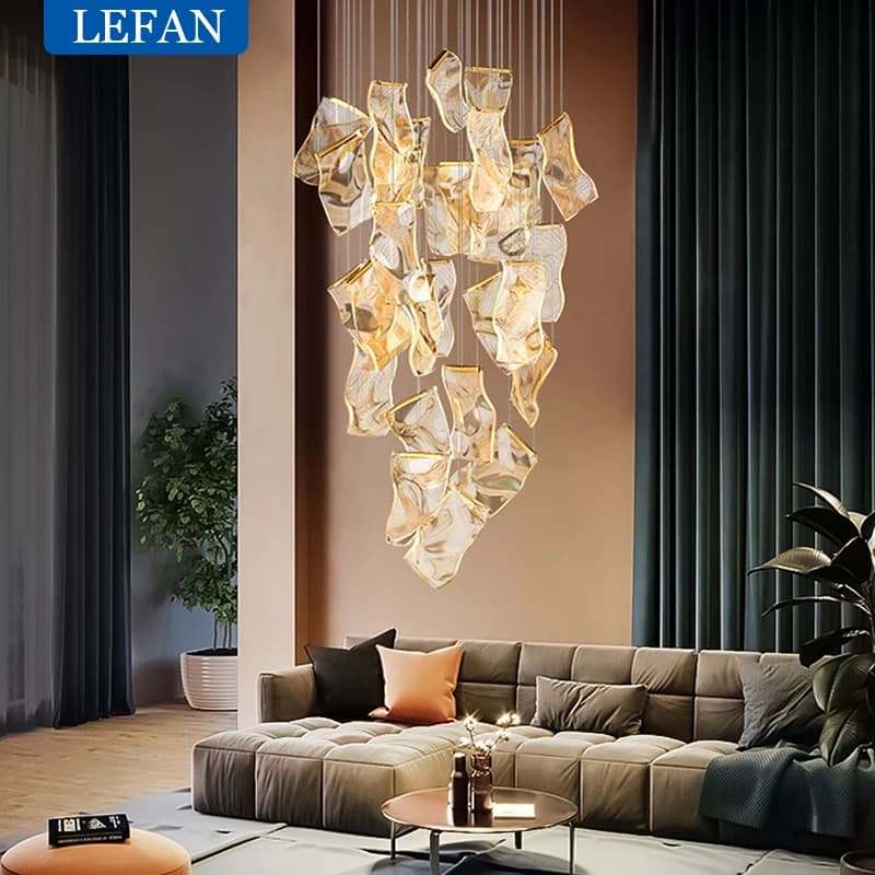 Lustre LED Moderne de Luxe Léger à Bande Lumineuse Longue pour Salon, Salle à Manger, Ensemble Compl