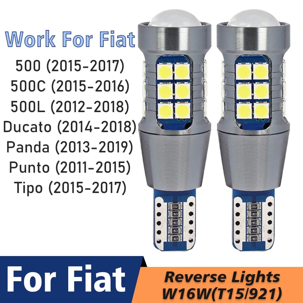 2x LED feu de recul Blub lampe Canbus W16W T15 pour Fiat 500 500C 500L Ducato Punto Tipo Panda 2013 