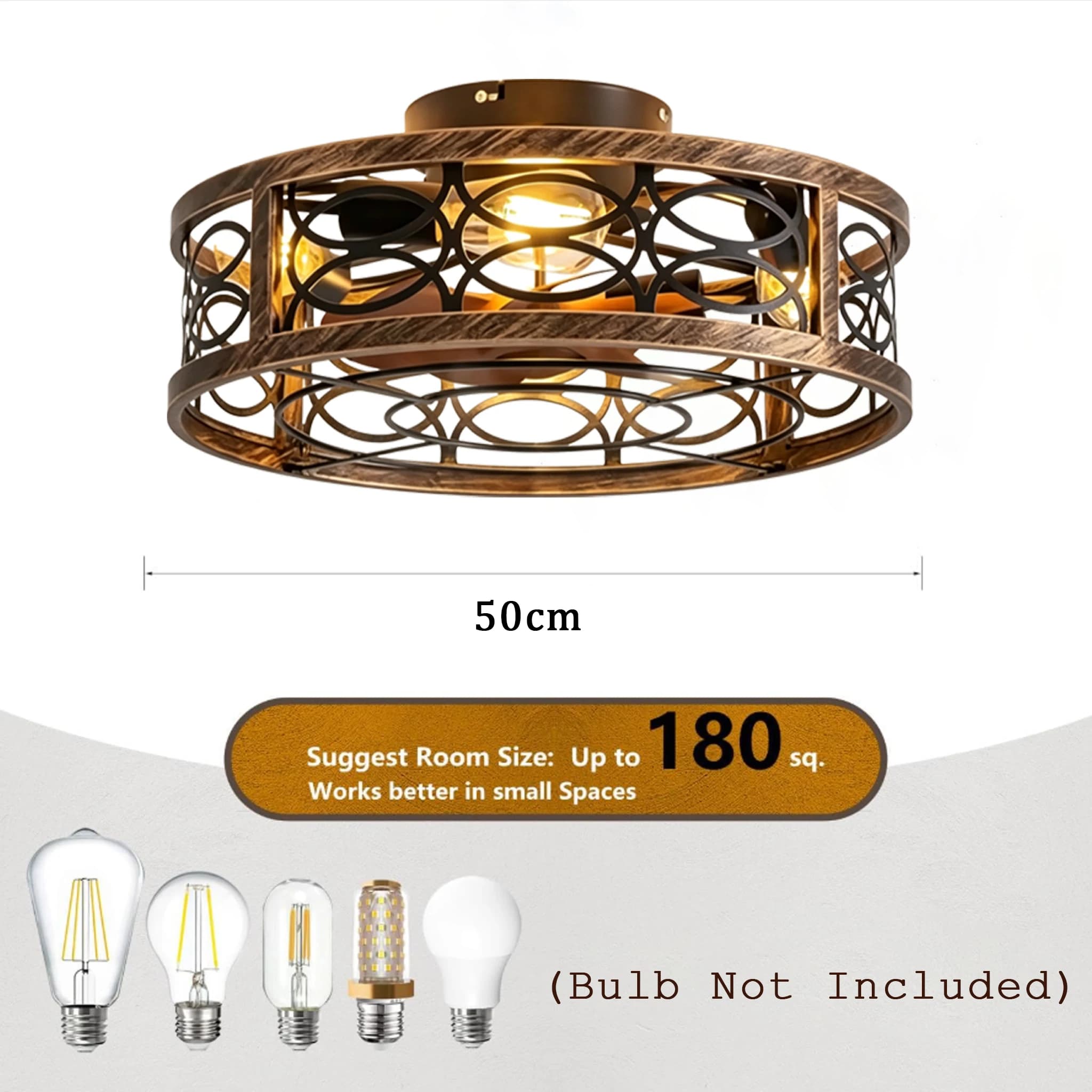 Ventilateur de plafond encastré avec télécommande, style ferme, à profil bas, moteur DC, pour chambr