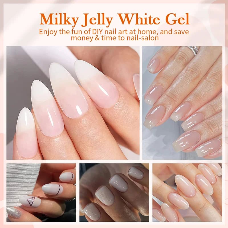BORN PRETTY Vernis à ongles gel nude blanc laiteux 10ml, blanc translucide, gel semi-permanent à ret