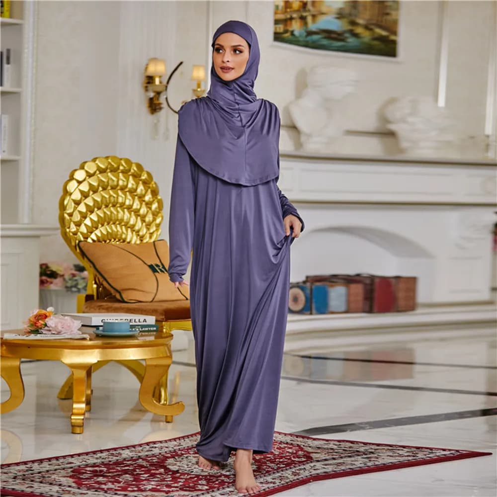 Vêtement de prière pour femmes Ramadan musulman Abaya caftan femmes Jilbab avec Hijab Abayat Islam R