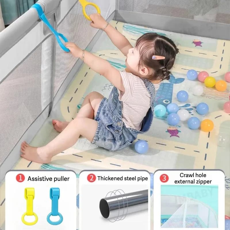 IMBABY Grand parc pour 0 à 6 ans – Jardin de jeu de sécurité intérieure/extérieure avec rembourrage 