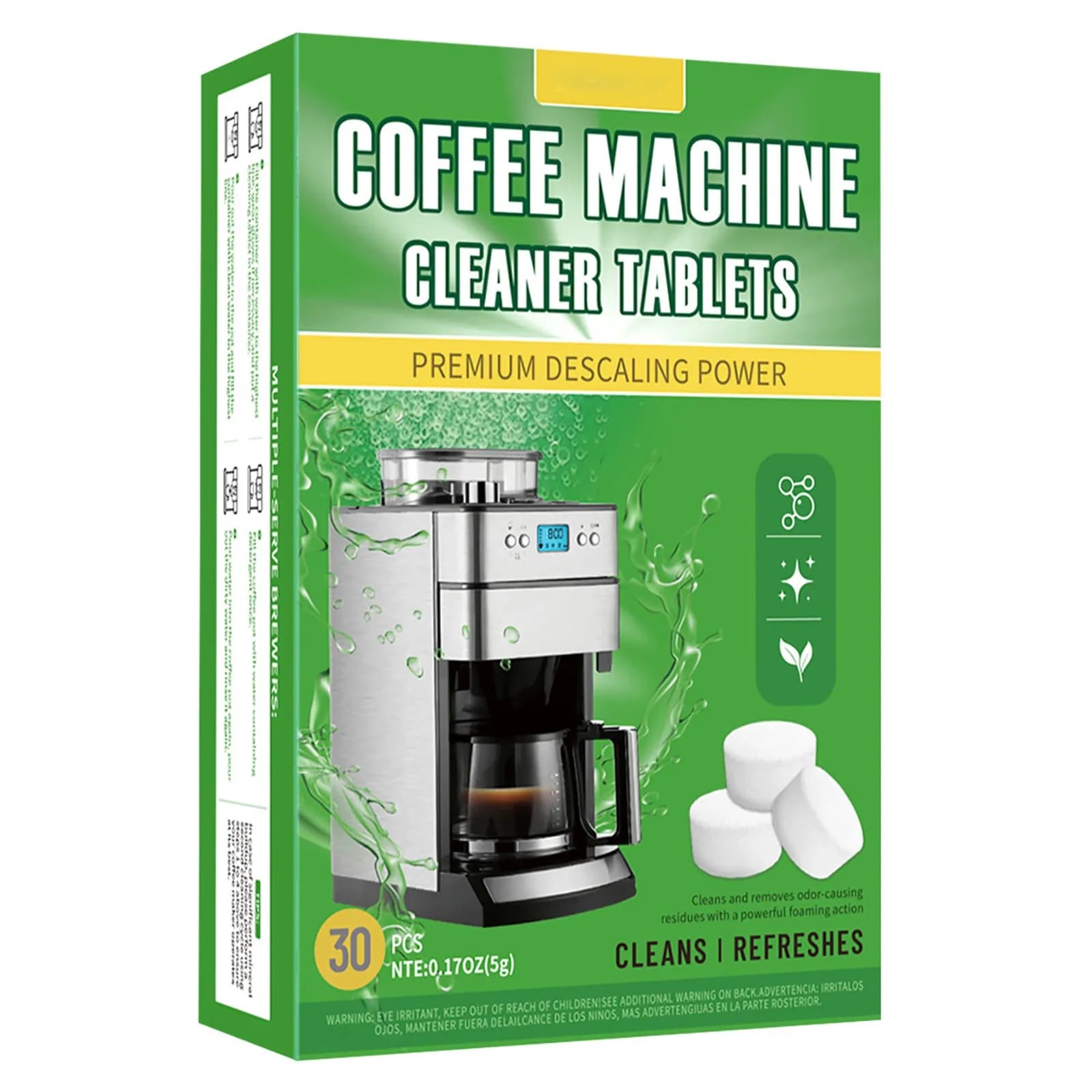 30 comprimés détartrants pour machine à café, comprimés de nettoyage pour machine, solution détartra