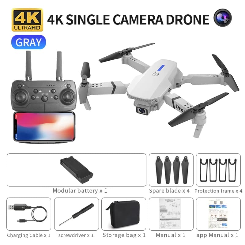 Drone professionnel 2025 E88 Pro HD 4K RC, double caméra, localisation du flux optique, quadrirotor 