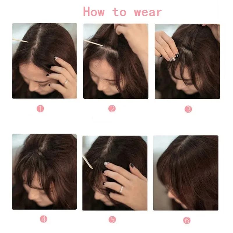 Frange synthétique invisible, extension de cheveux, frange avant, postiche, noir, brun, accessoires 