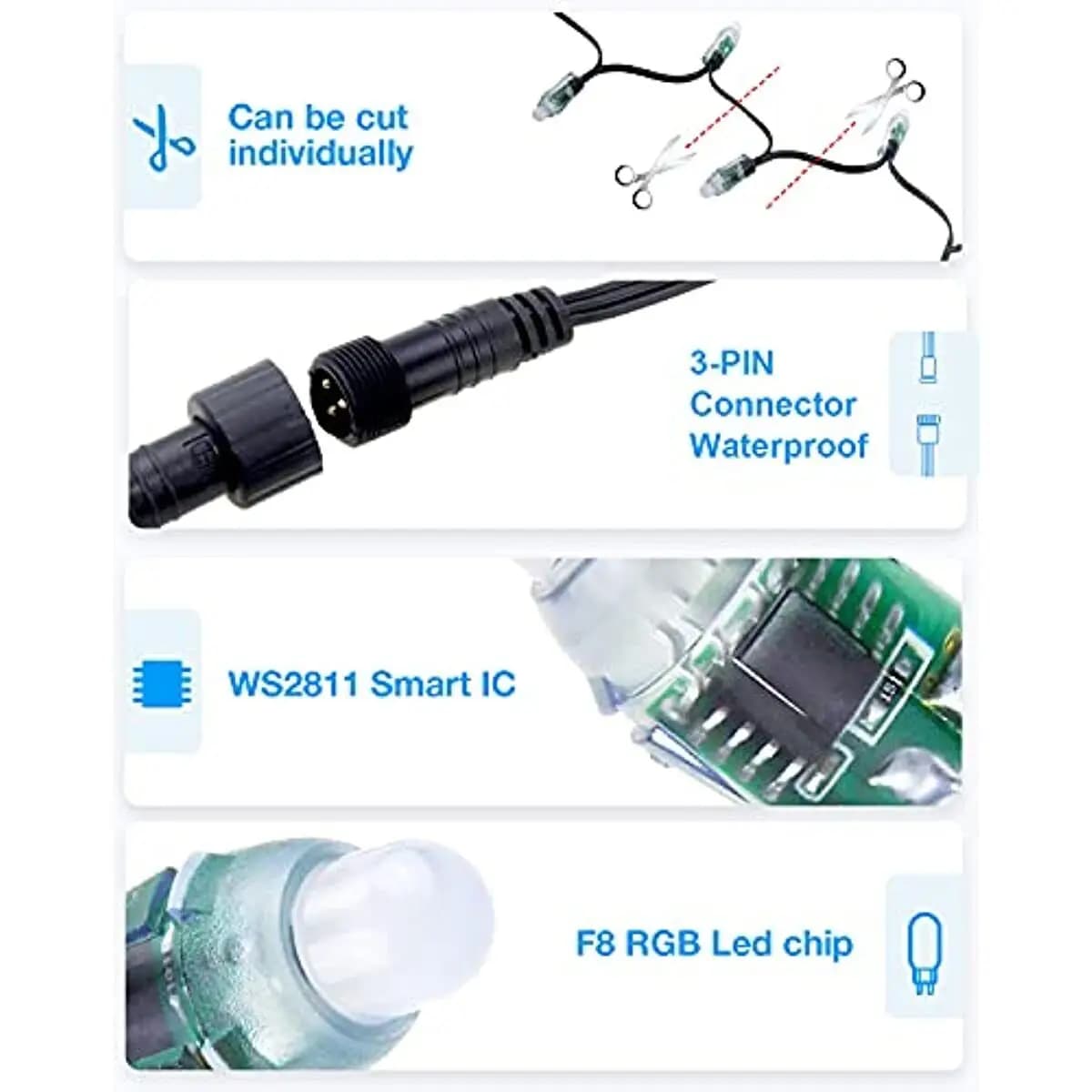 50pcs 12MM WS2811 Led chaîne lumière Module de Pixel intelligent DC 12v IP68 étanche WS2811IC numéri