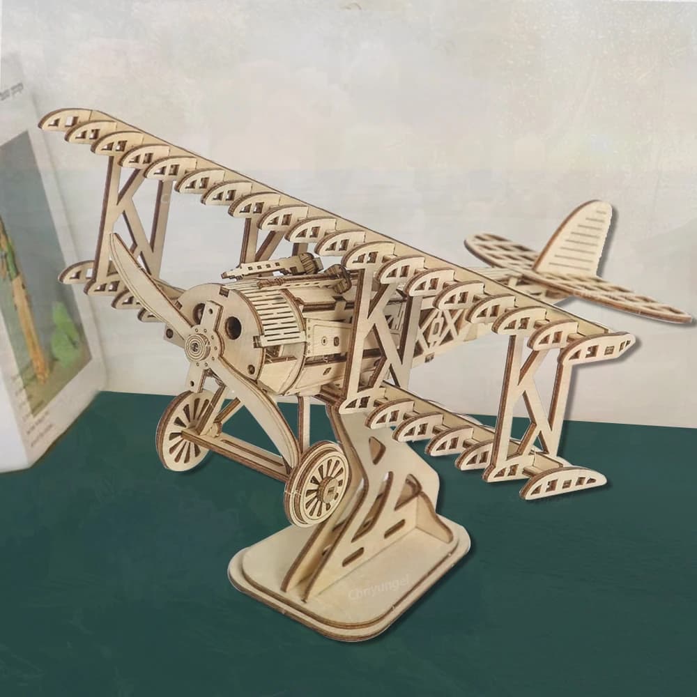 Puzzle 3D en bois, modèle d'avion biplan, kits d'assemblage DIY, puzzle 3D pour adultes et adolescen