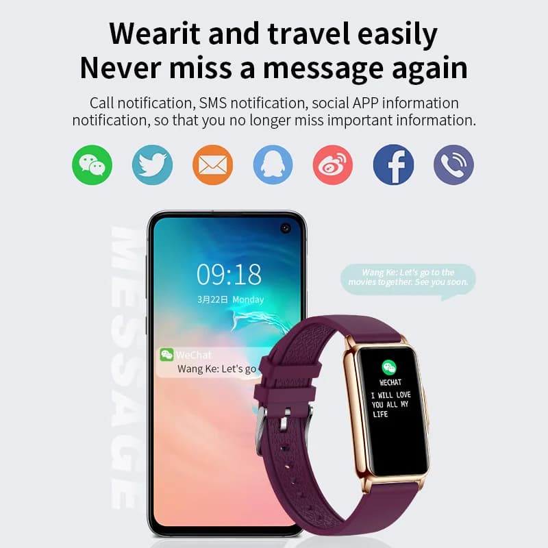 LIGE nouvelle mode montre intelligente dames Message pousser pression artérielle bricolage cadran pe