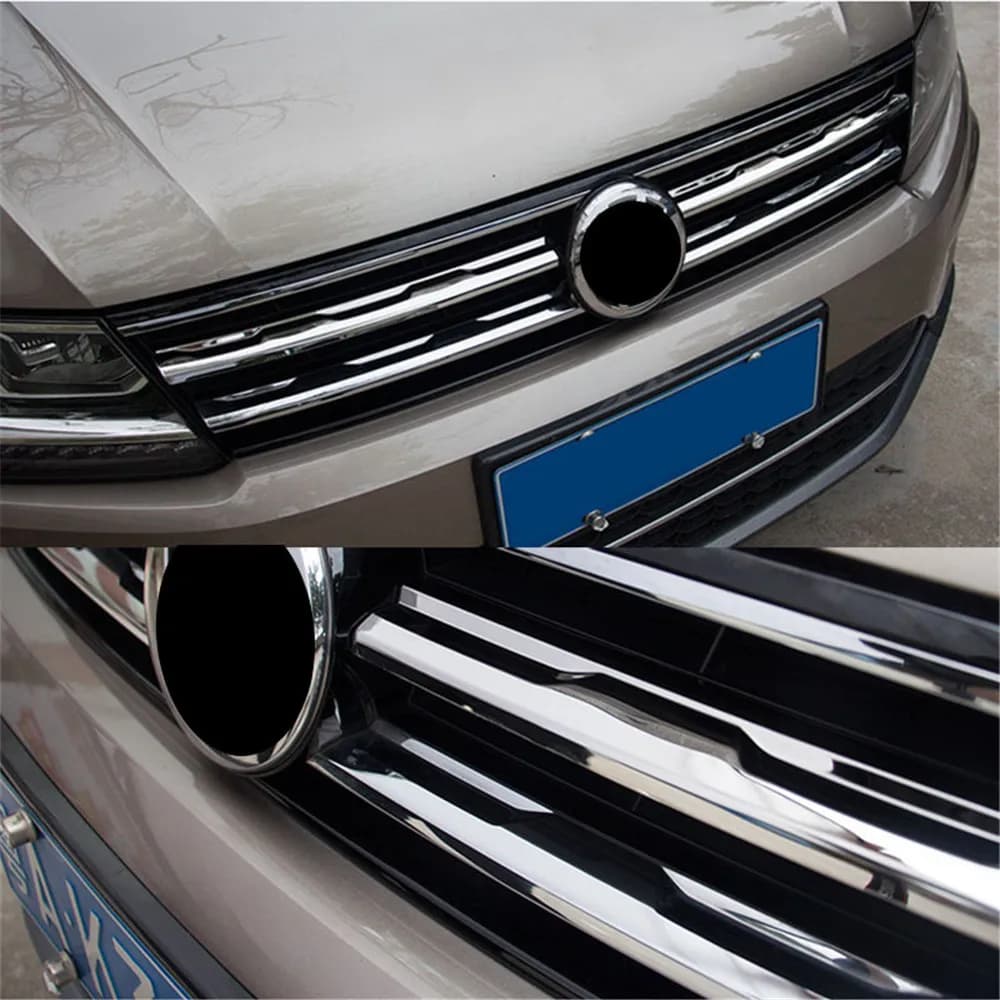 Couverture de pare-choc en maille chromée, garniture de calandre, pour Volkswagen VW Tiguan MK2 2016