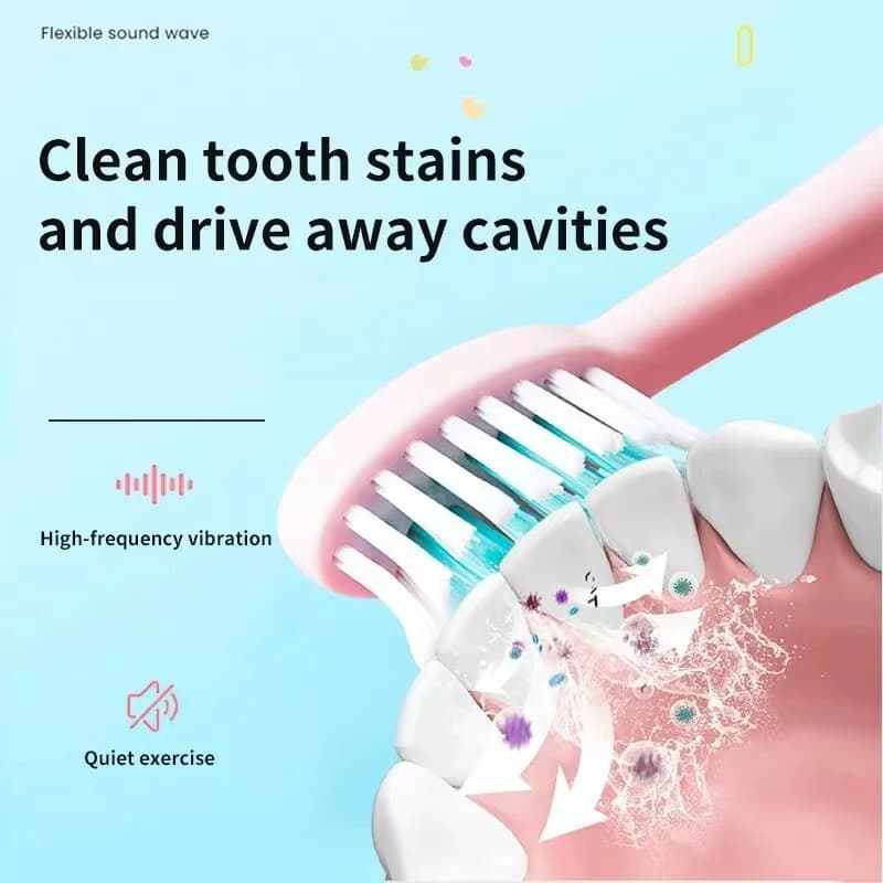 Brosse à dents électrique aste étanche pour enfants, brosse à dents sonique pour enfants, tête de re