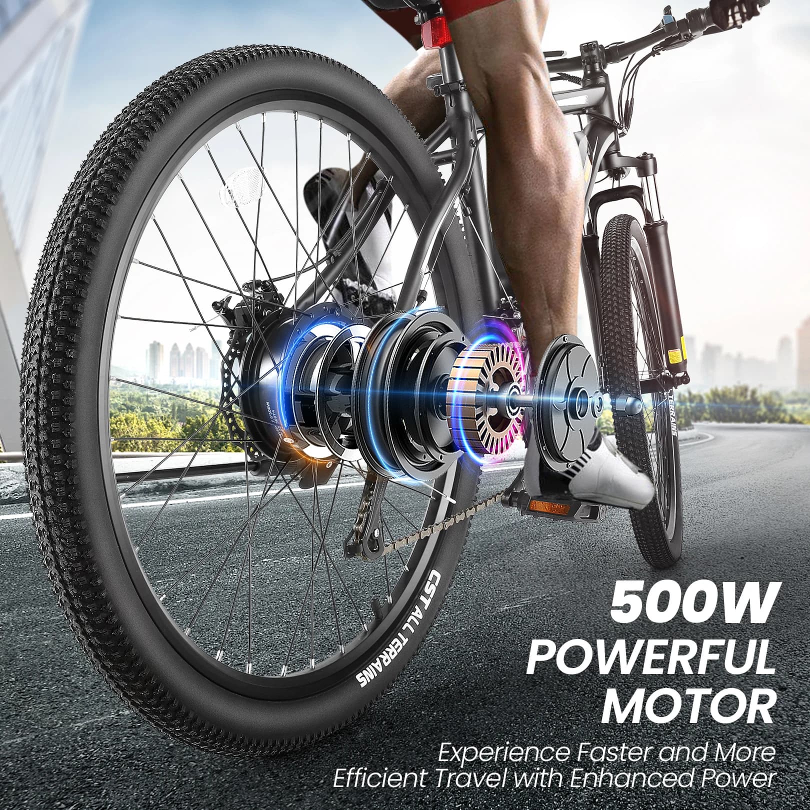 Vélo électrique 27.5 pouces pour adultes, avec moteur Patricia 500W, batterie perfective 49,2 WH, fo