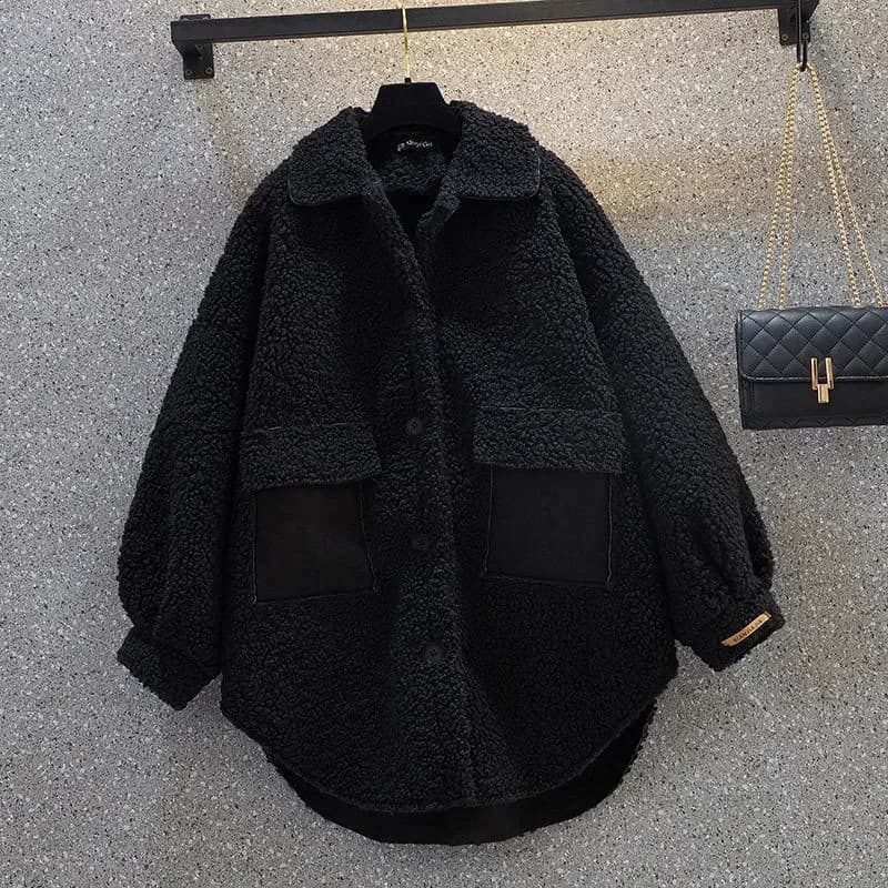 Mars-Veste en laine d'agneau pour femme, Fat Adjust, Fat Optics, Manteau femme chic, Design de style