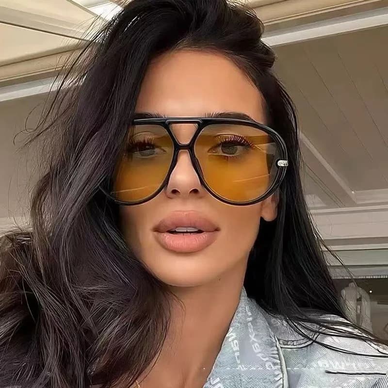 Lunettes de soleil ovales Orange à grande monture pour femmes, nouvelle mode, marque d'été, lunettes