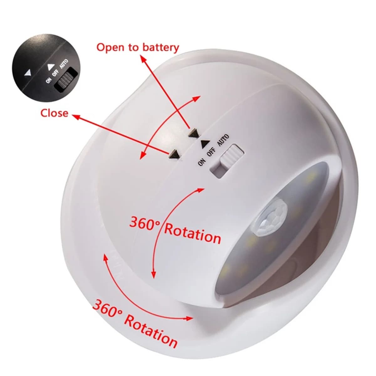 Applique murale LED polyvalente avec capteur de mouvement, économie d'énergie, Rotation à 360 degrés