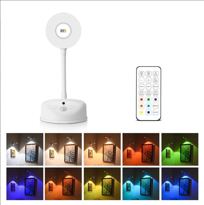 Lampe murale sans fil rechargeable, éclairage d'affichage intelligent à détection humaine, projecteu