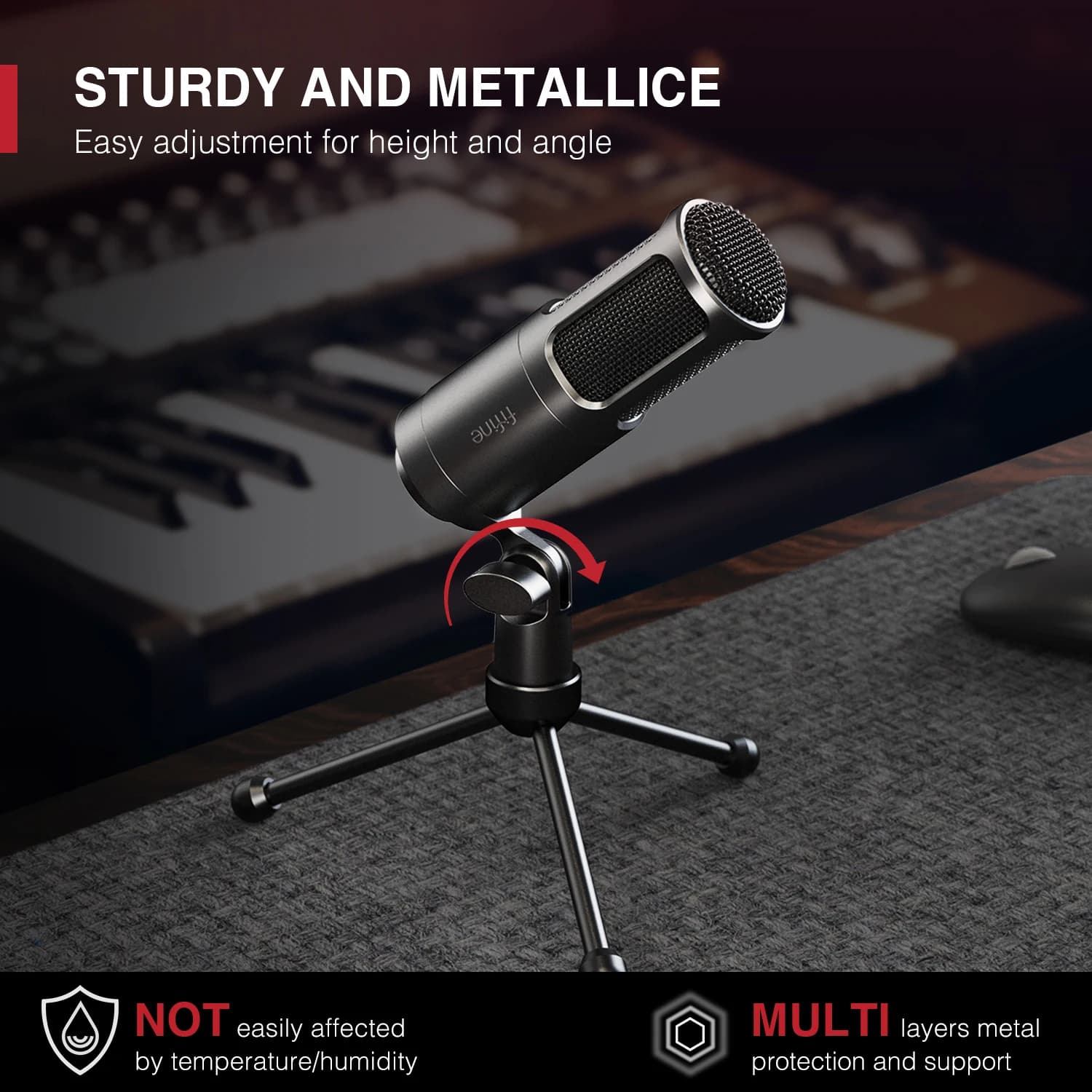 Microphone dynamique FIFINE XLR, micro de Podcast vocal avec motif cardioïde, micro en métal pour le