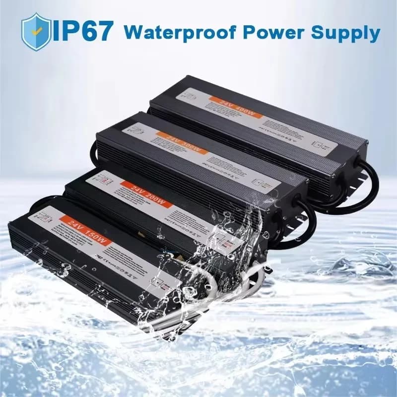 Transformateur d'éclairage extérieur d'alimentation étanche IP67, pilote LED DC 12V 24V 60W 100W 150