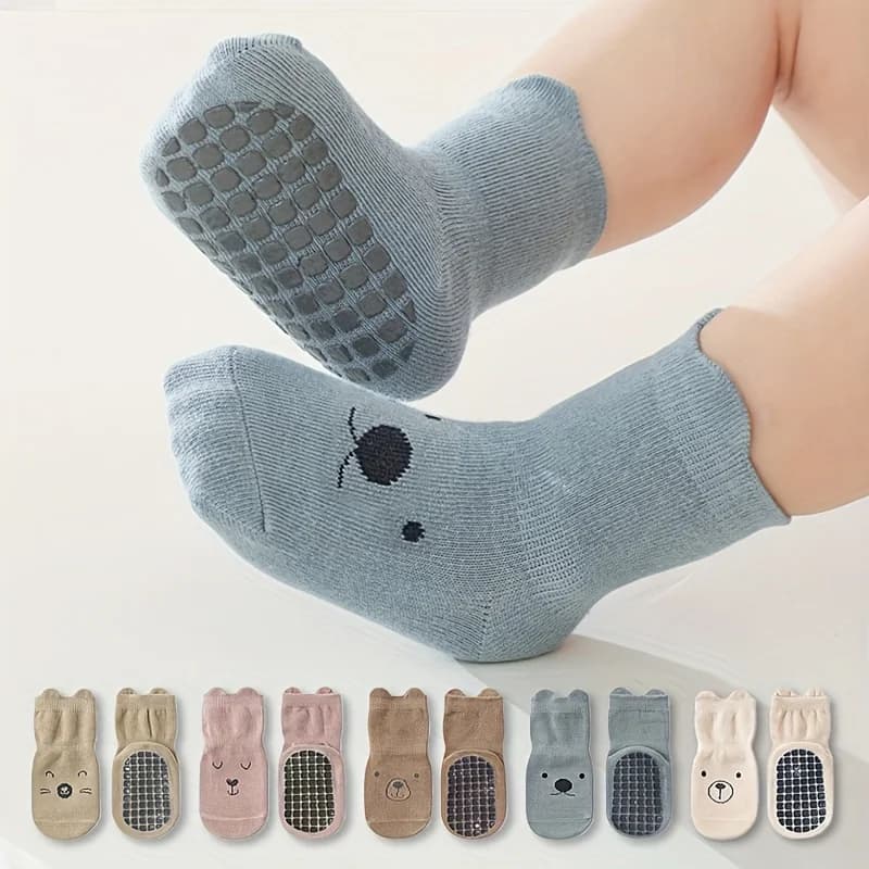 3 paires de chaussettes de sol pour bébé douces, respirantes et antidérapantes avec poignées – Équip