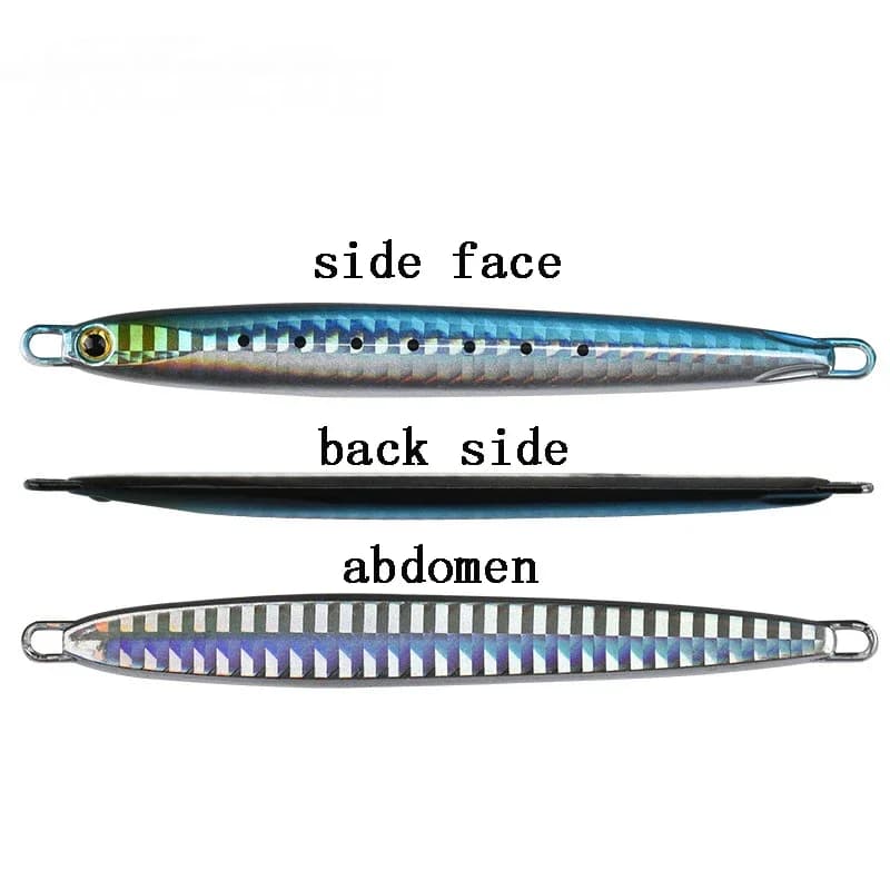 1Pc Long métal gabarit leurre de pêche coulée lente gabarits cuillère 10G 20G 30G 40G 60G bar de mer