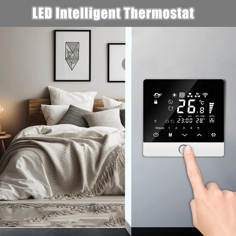 Thermostat intelligent WiFi 5+2 programmable, économie d'énergie, chauffage de l'eau 3A, commande vo