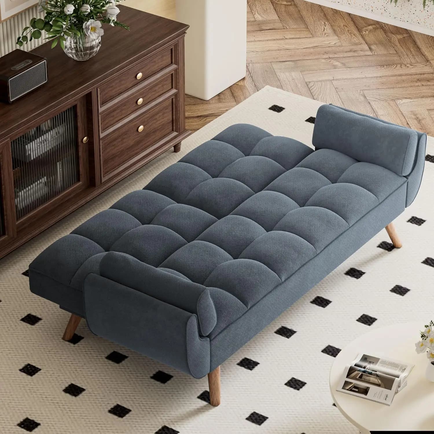 Canapé futon pour petits espaces et appartements, canapé-lit convertible moderne et confortable 2-en