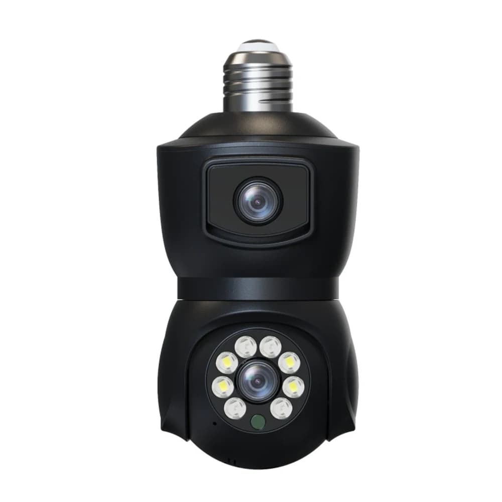 8MP E27 ampoule WiFi caméra double objectif double écran suivi automatique caméra Audio bidirectionn