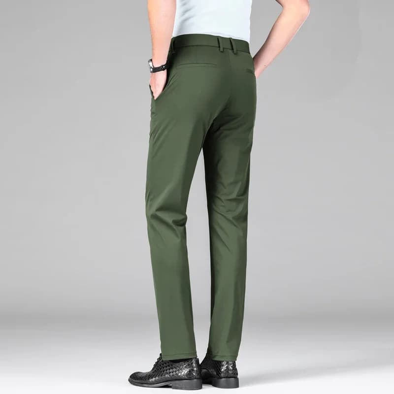 Pantalon de costume d'affaires en soie glacée pour hommes, haute élasticité, vert armée, bleu, élast