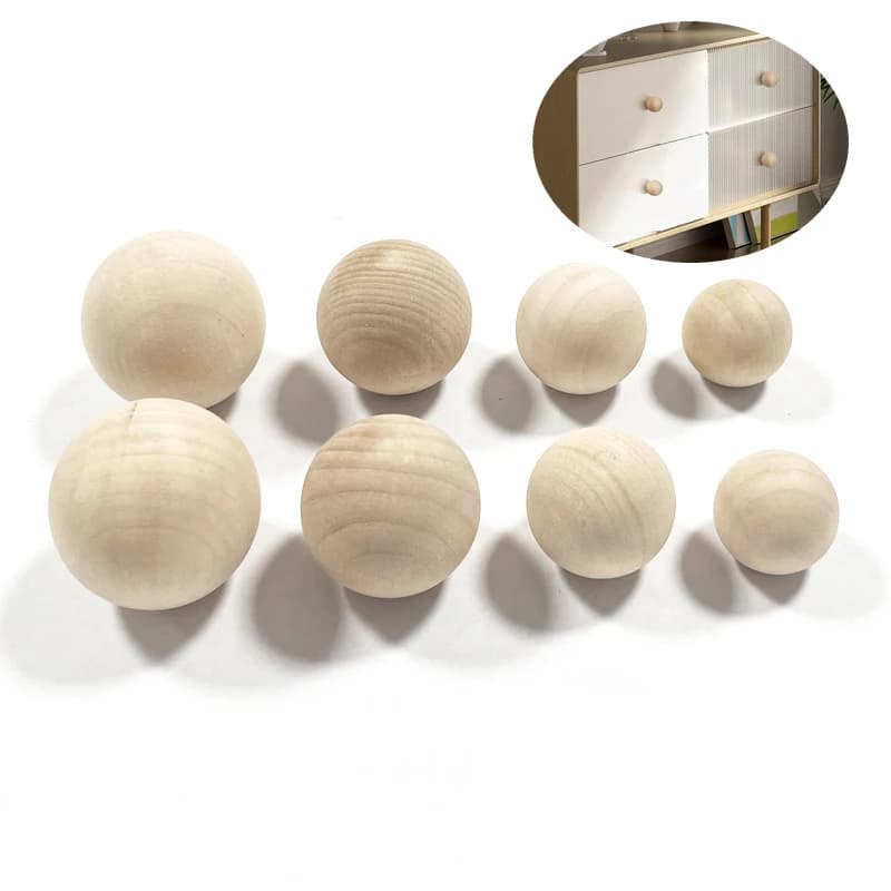 Boutons boule de bois-boutons de meubles ronds en bois naturel pour armoire, commode, armoire, placa