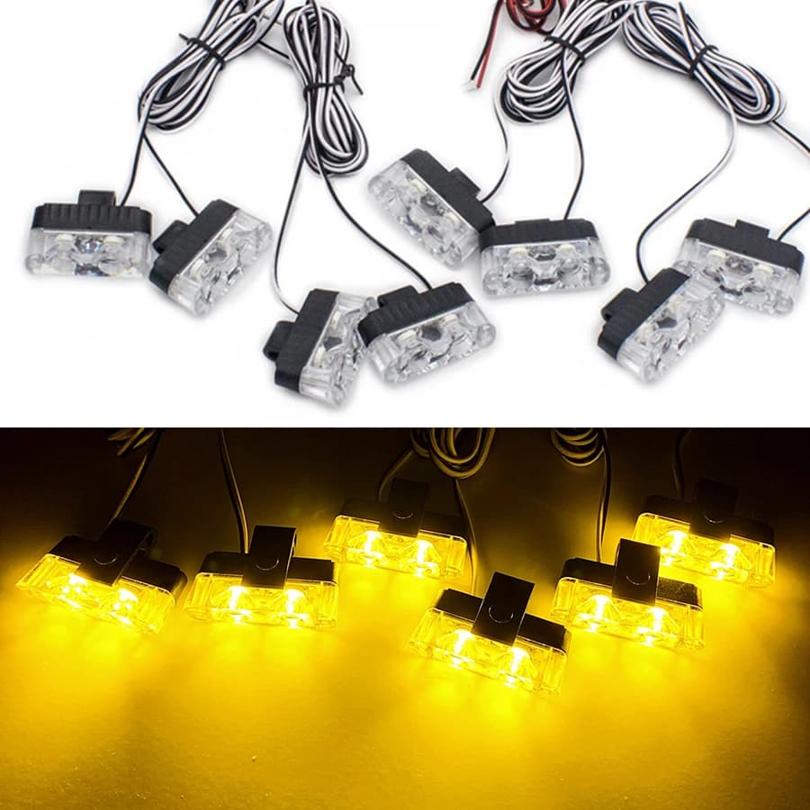 2 LED pince de Police lumières stroboscopiques rouge bleu ambre lampe Flash 12V véhicule pare-chocs 