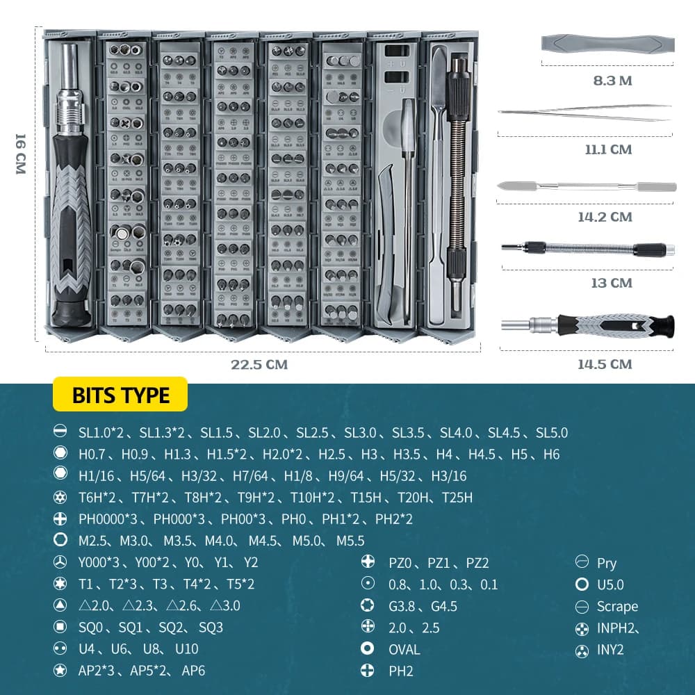 Jeu de tournevis de précision 126 en 1, kit d'outils manuels, mini petit embout magnétique, réparati