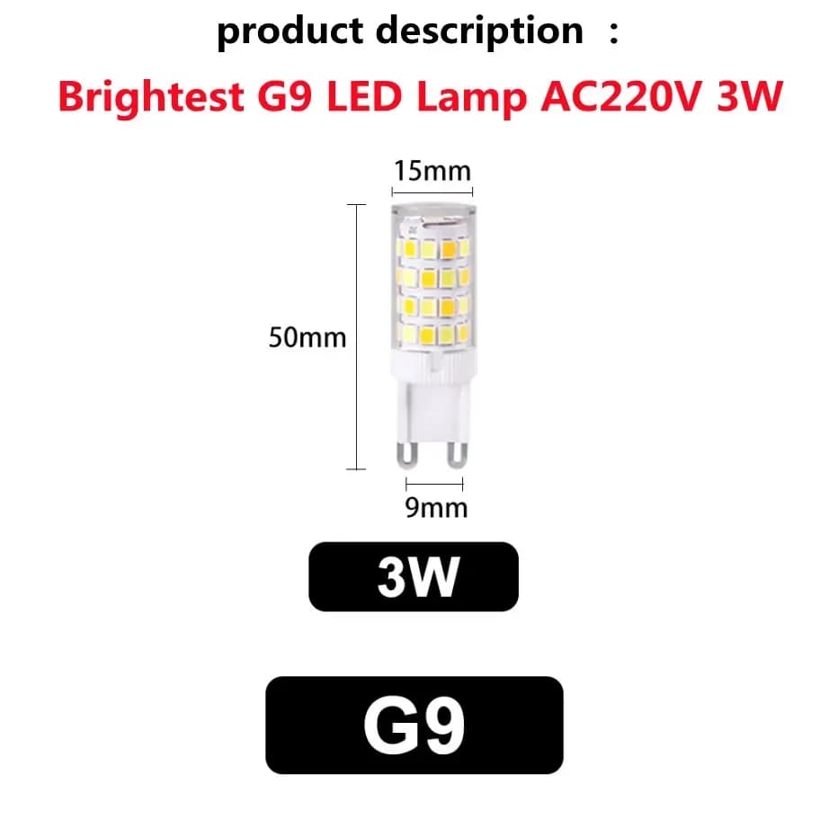 Ampoule LED G9 3W 5W 7W AC 220V, Lampe LED G9 SMD2835, Lumière LED G9 Corn, Remplace les ampoules ha