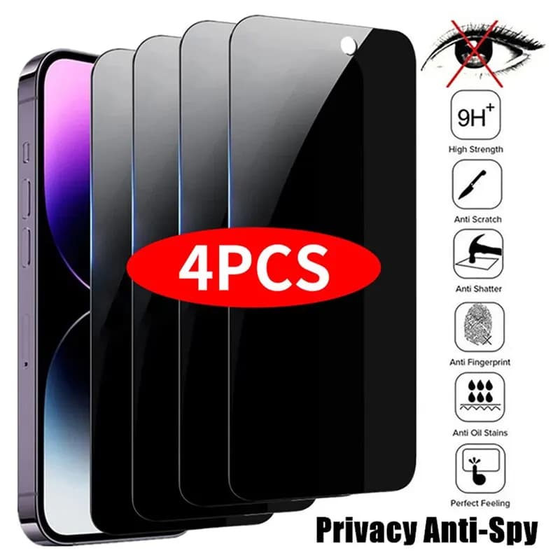 Protecteur d'écran de confidentialité pour iPhone, verre anti-espion pour iPhone 14 Pro Max, 16 Pro,
