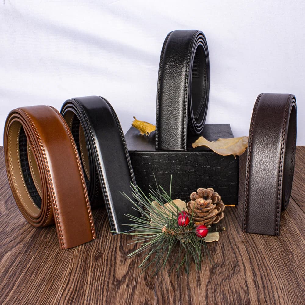JACNAIP ceinture homme cuir sans tête boucle automatique ceinture peau de vache jeunesse ceinture sa