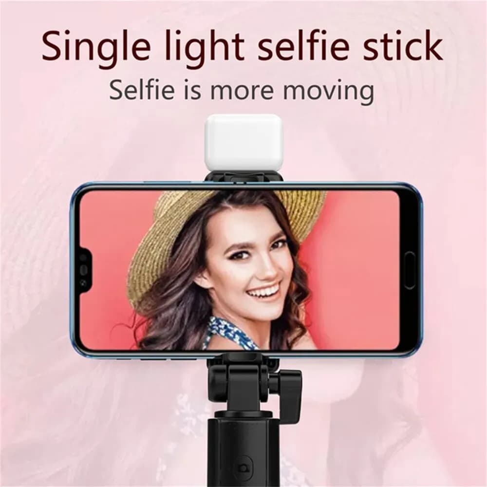Trépied Portable Bluetooth pour perche à Selfie, avec obturateur à distance, lumière de remplissage,