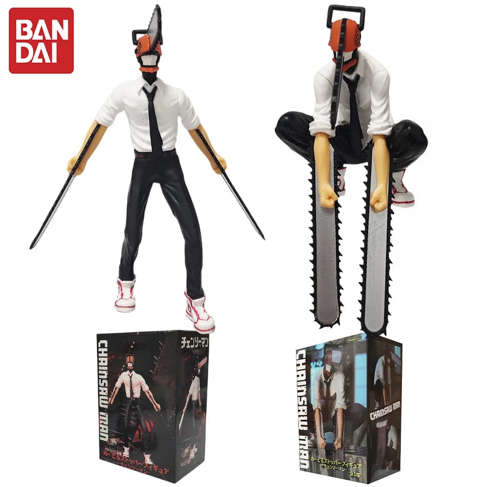 Anime tronçonneuse homme Figure 2 pièces ensemble Denji Action Figural 14-17 cm voiture décoration p