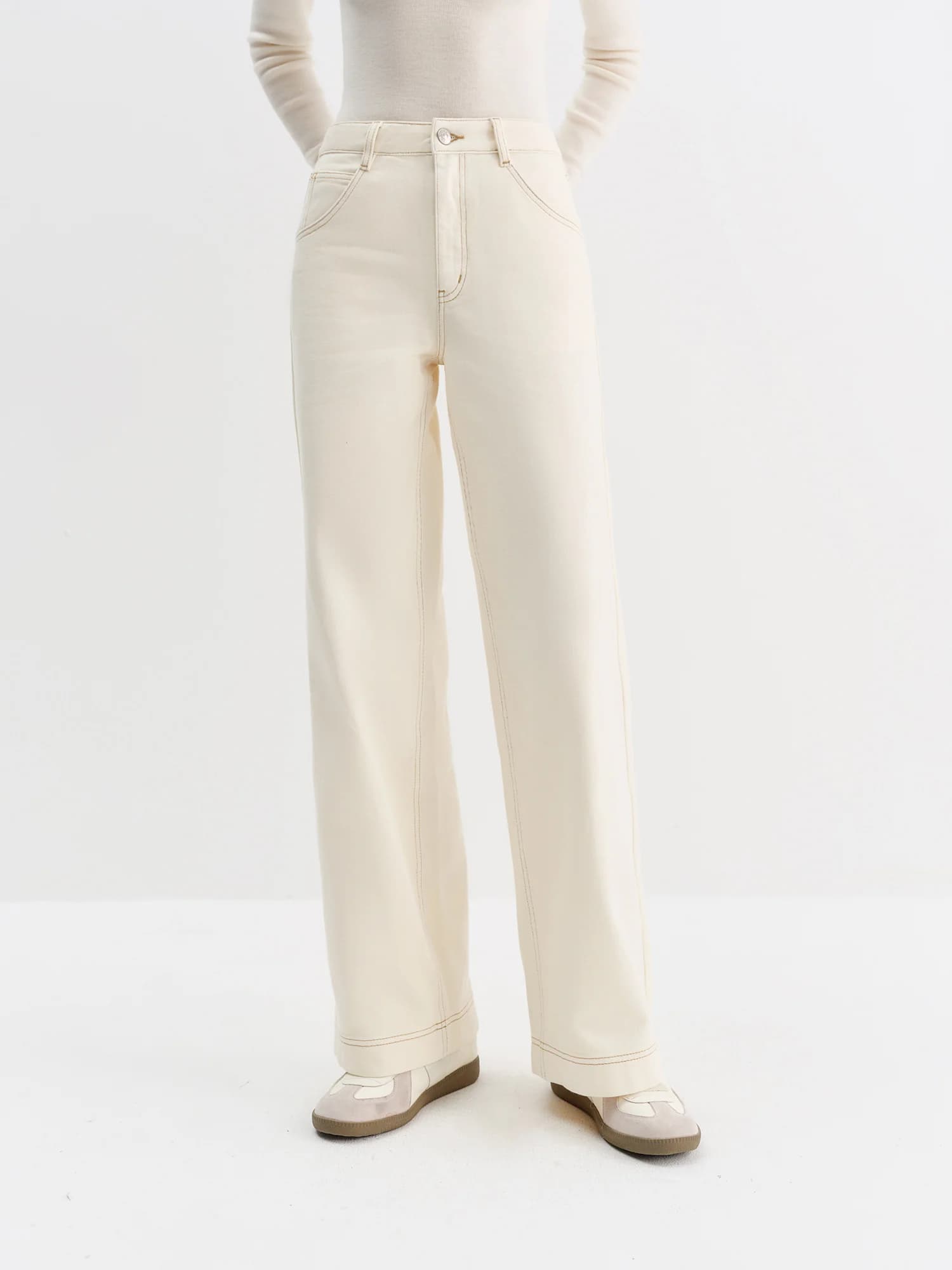 FSLE jean droit taille haute pour femmes hiver solide Simple tout-match 2025 nouveau pantalon polyva