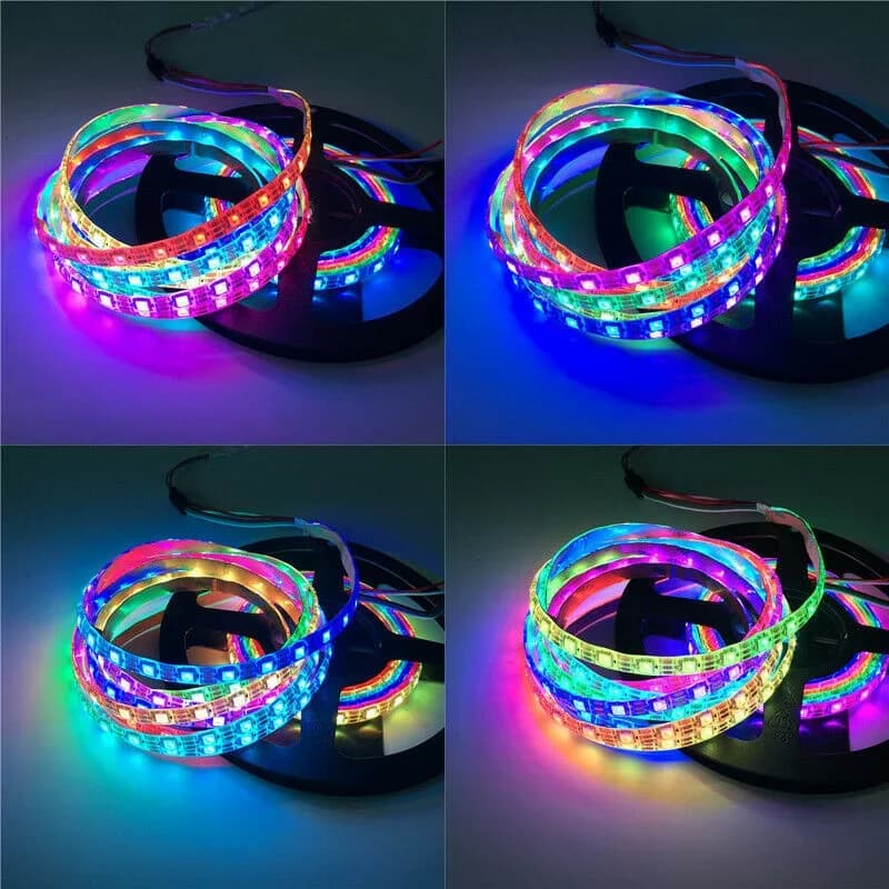 Bande lumineuse LED TUYA WS2812 RGBIC adressable avec effet de chasse Wifi USB 5V Smartlife Dreamcol
