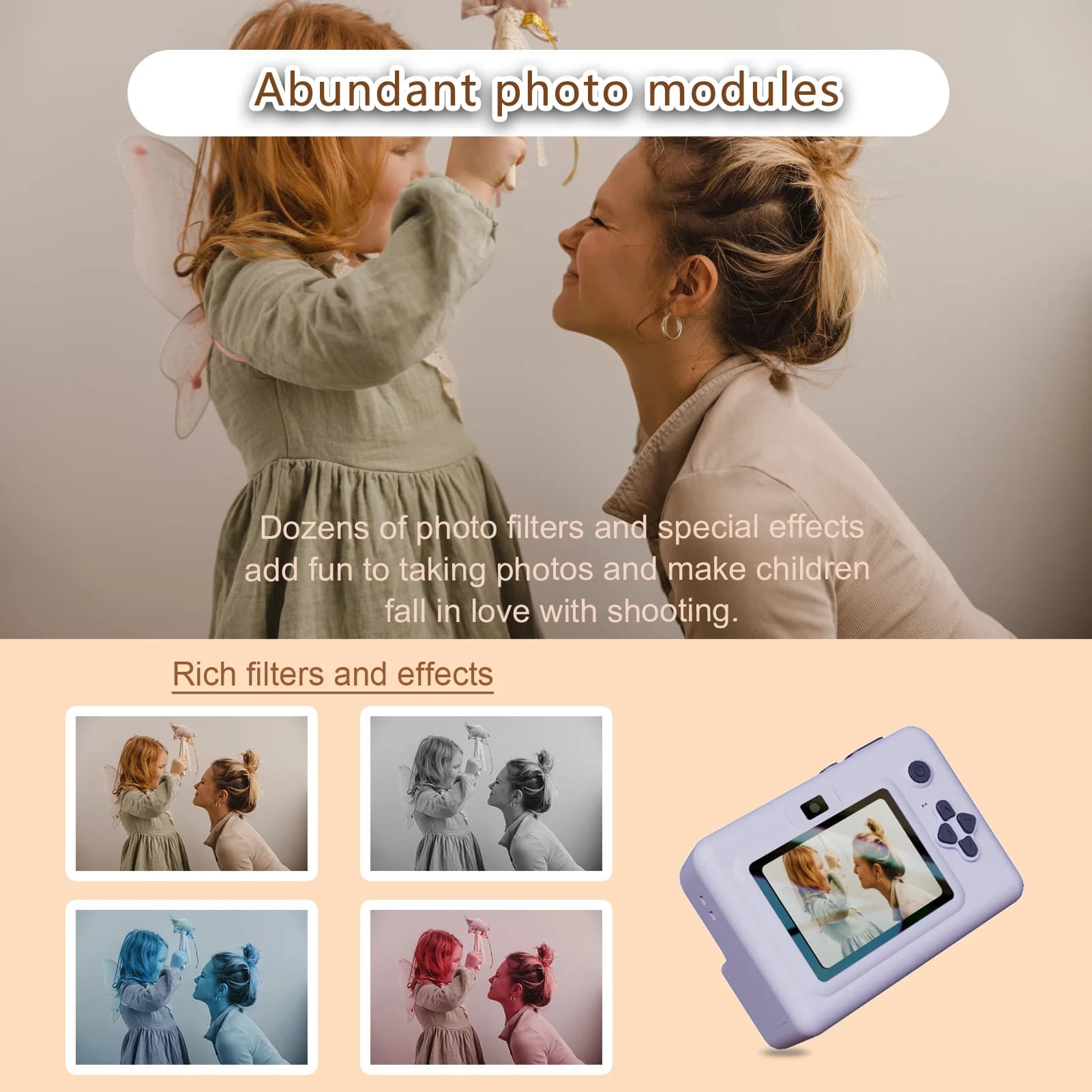 Appareil photo numérique pour enfants pour la photographie Mini imprimante Portable thermique impres