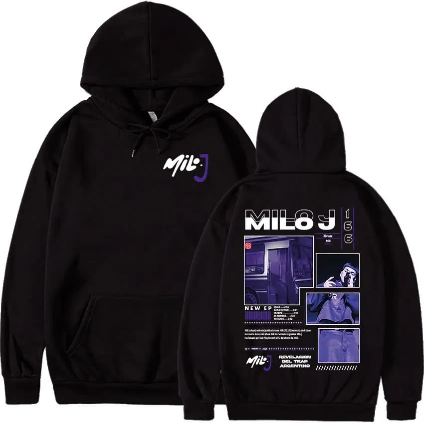 Rappeur Milo J 166 Tour 2025 Album graphique sweat à capuche hommes Hip Hop gothique à manches longu