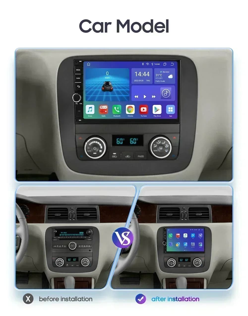 Hizpo 2din 7 pouces CarPlay Android 13 Auto universel voiture stéréo Bluetooth FM Radio pour Nissan 
