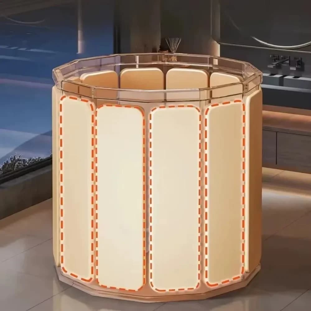 Baignoire pliante pour adultes, baignoire isolée épaisse, seau de bain rond et élargi, pliable, pour